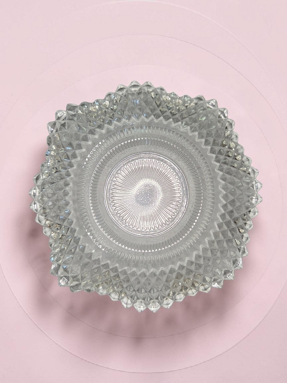 Vintage Indiana Glass Diamond Point Candy Dish or Small Bowl Mid-century